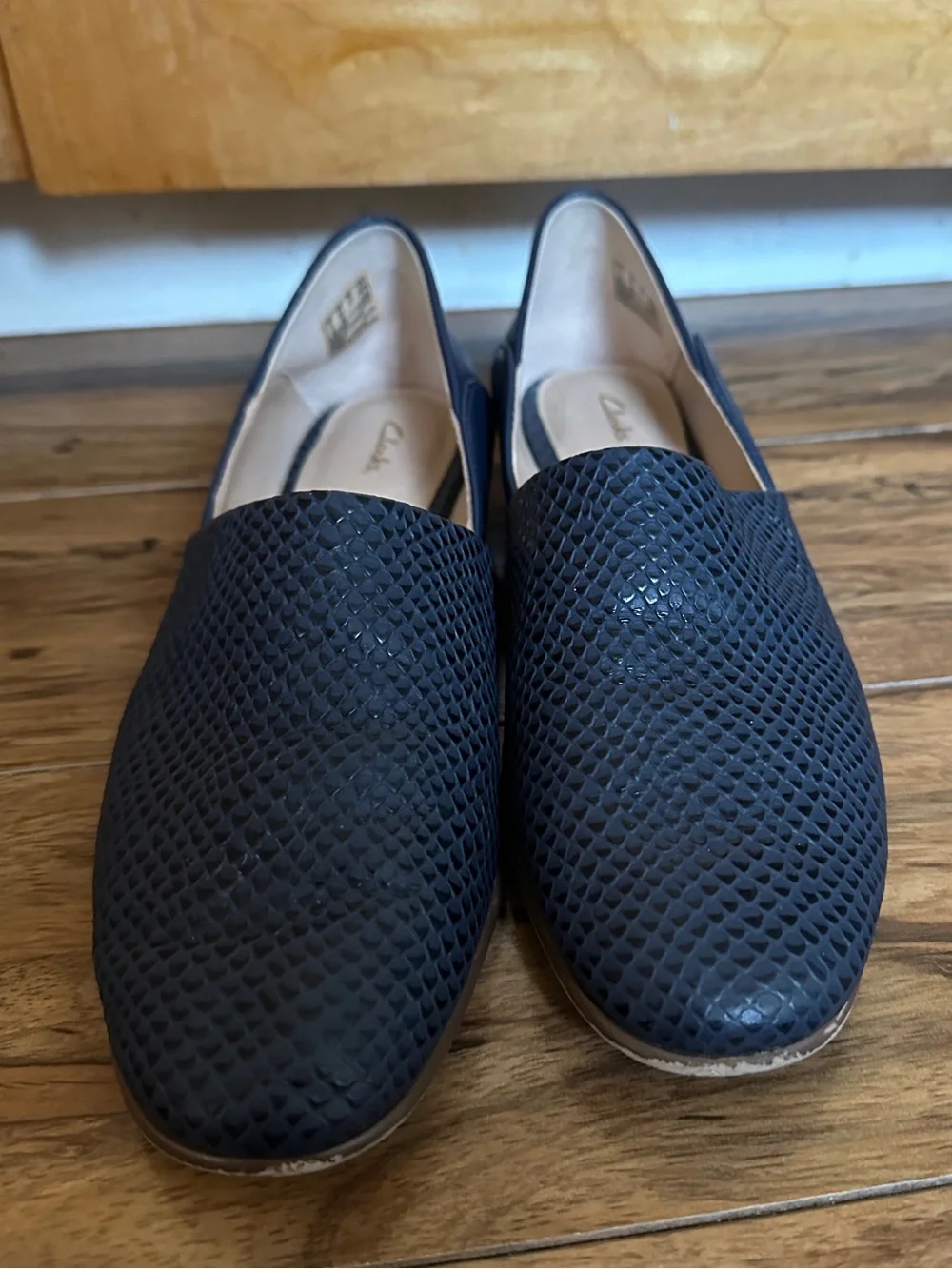 Clarks Navy Slip-On Textured Loafers